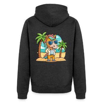 Cheval Drôle Dessin Animé Plage Été Lunettes de soleil - Veste à capuche bio Premium Unisexe - anthracite chiné - Dos - Nico (187cm)