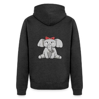 Elefant Elephant - Unisex Premium Bio Zip Hoodie - Anthrazit meliert - Hinten - Nico (187cm)