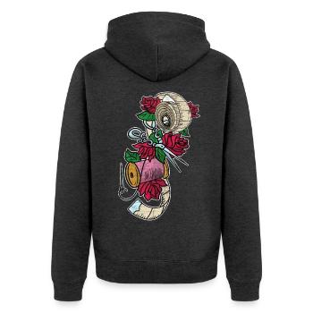 Flinke Näherin Kleiderwerkstatt - Unisex Premium Bio Zip Hoodie - Anthrazit meliert - Hinten - Nico (187cm)