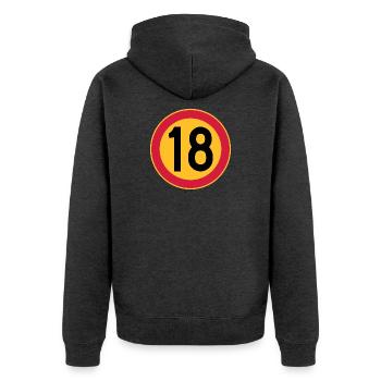 18 Geschwindigkeitsbegrenzung - Unisex Premium Bio Zip Hoodie - Anthrazit meliert - Hinten - Nico (187cm)