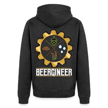 Beergineer Brau-Gear Emblem - Unisex Premium Bio Zip Hoodie - Anthrazit meliert - Hinten - Nico (187cm)