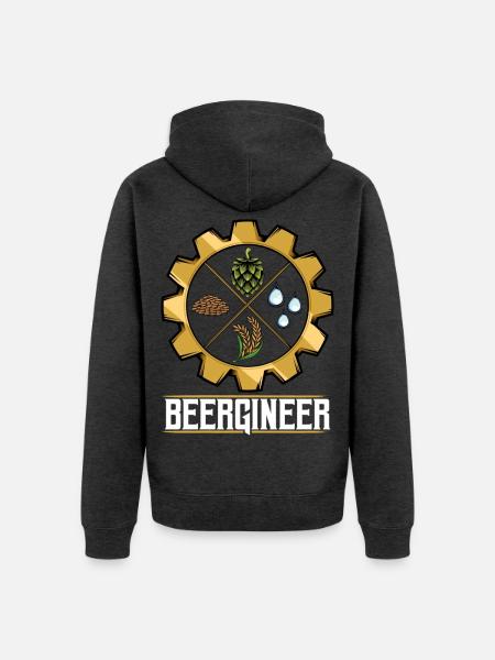 Beergineer Brau-Gear Emblem - Unisex Premium Organic Zip Hoodie - heather anthracite