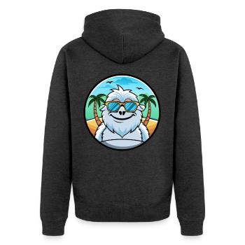 Yeti Lustige Cartoon Sommer Strand Sonnenbrille Aufkleber - Unisex Premium Bio Zip Hoodie - Anthrazit meliert - Hinten - Nico (187cm)