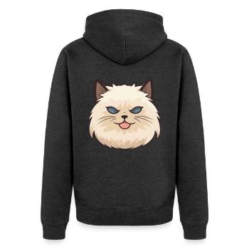 Himalaya-Katze-Karikatur-Aquarell-Illustration - Unisex Premium Bio Zip Hoodie - Anthrazit meliert - Hinten - Nico (187cm)