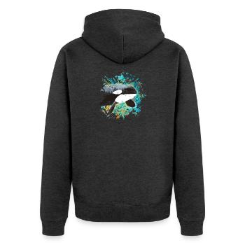 Killerwal - Unisex Premium Bio Zip Hoodie - Anthrazit meliert - Hinten - Nico (187cm)