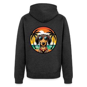 Teckel de Westphalie Race De Chien Dessin Animé Plage - Veste à capuche bio Premium Unisexe - anthracite chiné - Dos - Nico (187cm)