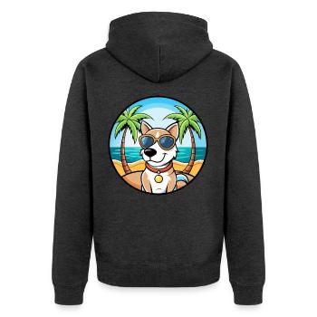 Ariege Pointer Hund Rasse Cartoon Sonnenbrille Strand - Unisex Premium Bio Zip Hoodie - Anthrazit meliert - Hinten - Nico (187cm)
