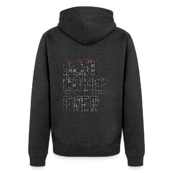 Best Coder Ever Coding - Unisex Premium Bio Zip Hoodie - Anthrazit meliert - Hinten - Nico (187cm)
