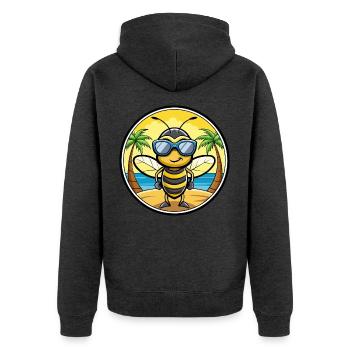 Biene Lustige Cartoon Sommer Strand Sonnenbrille Aufkleber - Unisex Premium Bio Zip Hoodie - Anthrazit meliert - Hinten - Nico (187cm)