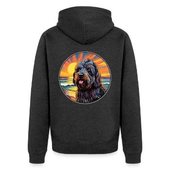 Schwarzer russischer Terrier Hunderasse Bunte Karikatur W - Unisex Premium Bio Zip Hoodie - Anthrazit meliert - Hinten - Nico (187cm)