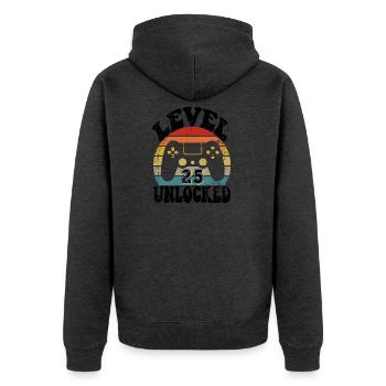 25 Birthday gift Funny 25th birthday Present - Unisex Premium Bio Zip Hoodie - Anthrazit meliert - Hinten - Nico (187cm)