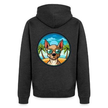 Mexikanische haarlose Hunderasse Cartoon Sonnenbrille Strand - Unisex Premium Bio Zip Hoodie - Anthrazit meliert - Hinten - Nico (187cm)