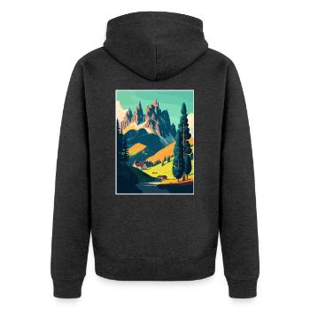 Dolomiten Dolomiten Dolomiten Gebirge Italien - Unisex Premium Bio Zip Hoodie - Anthrazit meliert - Hinten - Nico (187cm)
