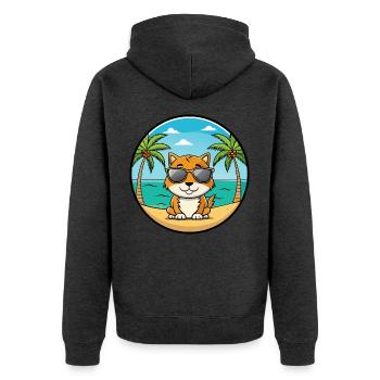 Zypern Katzenrasse Cartoon Sonnenbrille Strand - Unisex Premium Bio Zip Hoodie - Anthrazit meliert - Hinten - Nico (187cm)