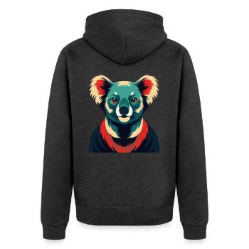 Koala Cartoon Figur Buntes Haustier Tier - Unisex Premium Bio Zip Hoodie - Anthrazit meliert - Hinten - Nico (187cm)
