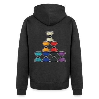 Furchtloser Diabolo Straßenjongleur - Unisex Premium Bio Zip Hoodie - Anthrazit meliert - Hinten - Nico (187cm)