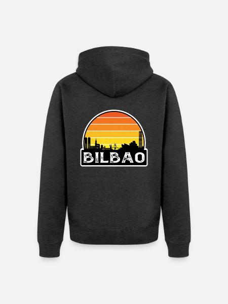 Bilbao Spanien Flagge Skyline Reisesouvenir - Unisex Premium Bio Zip Hoodie - Anthrazit meliert