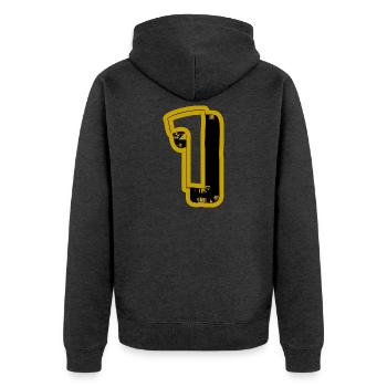 1. 1 JAHR. 1. JAHRESTAG. 1 JAHR GEBURTSTAG - Unisex Premium Bio Zip Hoodie - Anthrazit meliert - Hinten - Nico (187cm)