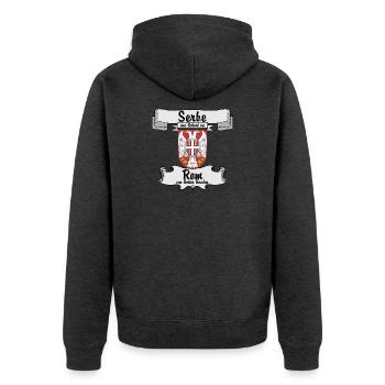 Serb by birth. Rome by the grace of God. - Unisex Premium Organic Zip Hoodie - heather anthracite - Back - Nico (187cm)