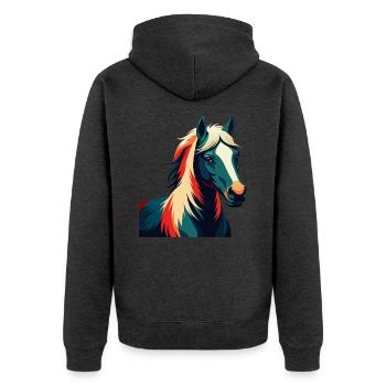 Pony Cartoon Character Colorful Pet Animal - Unisex Premium Organic Zip Hoodie - heather anthracite - Back - Nico (187cm)