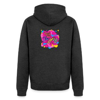 Spoil the Tea - Calypso Blous - Unisex Premium Bio Zip Hoodie - Anthrazit meliert - Hinten - Nico (187cm)