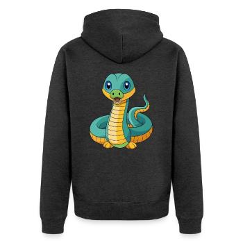 Anaconda Niedliche Maskottchen Zeichentrickfigur Kawaii - Unisex Premium Bio Zip Hoodie - Anthrazit meliert - Hinten - Nico (187cm)