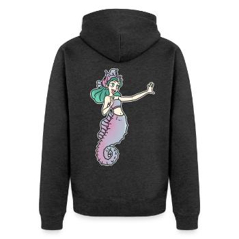 Anmutige Seepferdchen Prinzessin - Unisex Premium Bio Zip Hoodie - Anthrazit meliert - Hinten - Nico (187cm)