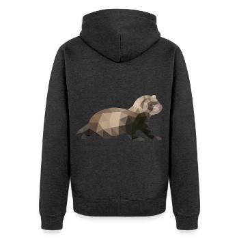 Verspieltes Frettchen Kaninchenjagd - Unisex Premium Bio Zip Hoodie - Anthrazit meliert - Hinten - Nico (187cm)