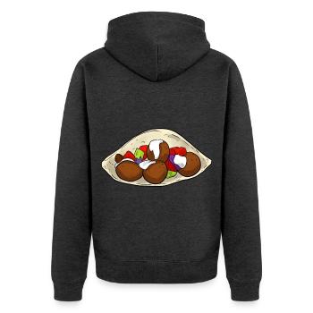 Falafel Kebab - Unisex Premium Bio Zip Hoodie - Anthrazit meliert - Hinten - Nico (187cm)