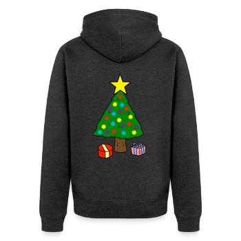 Weihnachtsbaum - Unisex Premium Bio Zip Hoodie - Anthrazit meliert - Hinten - Nico (187cm)