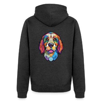 Cao De Castro Laboreiro Hunderasse Aquarellglas - Unisex Premium Bio Zip Hoodie - Anthrazit meliert - Hinten - Nico (187cm)