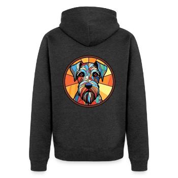 Standard-Schnauzer-Hunderasse buntes Aquarell - Unisex Premium Bio Zip Hoodie - Anthrazit meliert - Hinten - Nico (187cm)