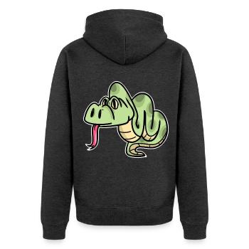 Umschlingende Python Regenwald - Unisex Premium Bio Zip Hoodie - Anthrazit meliert - Hinten - Nico (187cm)