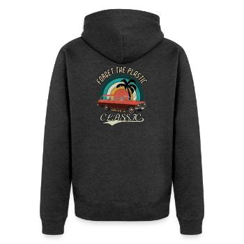 Vintage Drive the classics Oldtimer Classic Car - Unisex Premium Bio Zip Hoodie - Anthrazit meliert - Hinten - Nico (187cm)