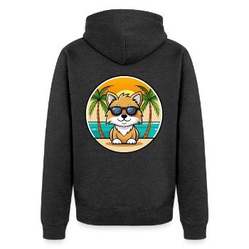 Spielzeug Deutscher Spitz Hund Rasse Cartoon Sonnenbrille Strand - Unisex Premium Bio Zip Hoodie - Anthrazit meliert - Hinten - Nico (187cm)