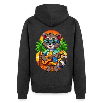 Lustige Waschbär Cartoon Sommer Strand Sonnenbrille - Unisex Premium Bio Zip Hoodie - Anthrazit meliert - Hinten - Nico (187cm)