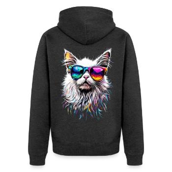 Angora Katze Weiße Angorakatze Süße Angora Katzen - Unisex Premium Bio Zip Hoodie - Anthrazit meliert - Hinten - Nico (187cm)