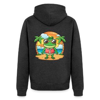 Frosch Lustige Cartoon Sommer Strand Sonnenbrille - Unisex Premium Bio Zip Hoodie - Anthrazit meliert - Hinten - Nico (187cm)