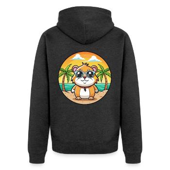 Cochon d’Inde Drôle Dessin Animé Plage Été Lunettes de soleil - Veste à capuche bio Premium Unisexe - anthracite chiné - Dos - Nico (187cm)