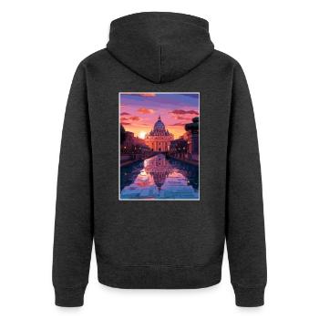 St. Peter S Basilika Italien Vintage Reiseposter - Unisex Premium Bio Zip Hoodie - Anthrazit meliert - Hinten - Nico (187cm)