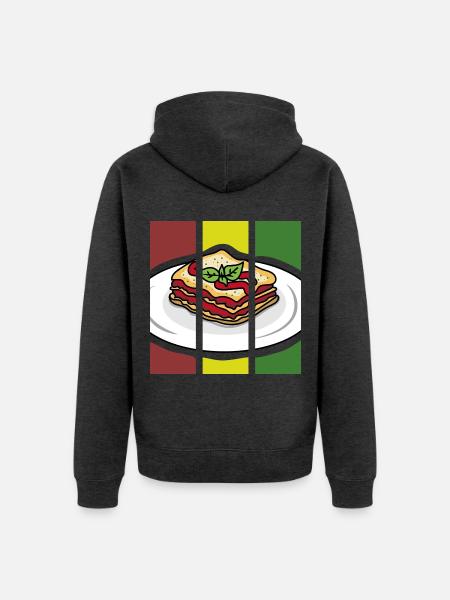 Ofenfrische Lasagne Käsekruste - Unisex Premium Bio Zip Hoodie - Anthrazit meliert