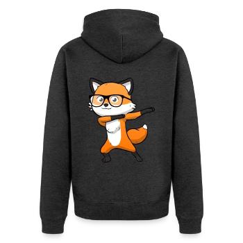 Fuchs Dab Dabbing Füchsin - Unisex Premium Bio Zip Hoodie - Anthrazit meliert - Hinten - Nico (187cm)