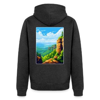 Elbsandsteingebirge Deutschland Reiseplakat WPA - Unisex Premium Bio Zip Hoodie - Anthrazit meliert - Hinten - Nico (187cm)