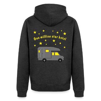 million star hotel pickup - Unisex Premium Bio Zip Hoodie - Anthrazit meliert - Hinten - Nico (187cm)