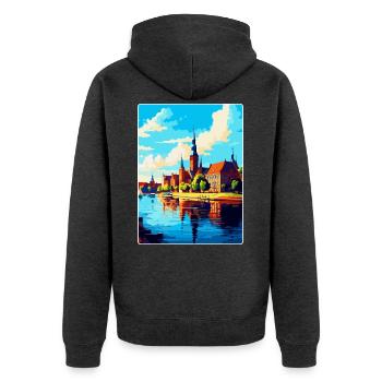 Szczecin Pologne Affiche de voyage vintage souvenir WPA - Veste à capuche bio Premium Unisexe - anthracite chiné - Dos - Nico (187cm)