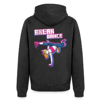 Breakdancing Unicorn Breakdance Breakdancerin - Unisex Premium Bio Zip Hoodie - Anthrazit meliert - Hinten - Nico (187cm)