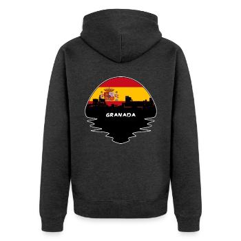 Granada Spanien Flagge Skyline Silhouette Reisen - Unisex Premium Bio Zip Hoodie - Anthrazit meliert - Hinten - Nico (187cm)