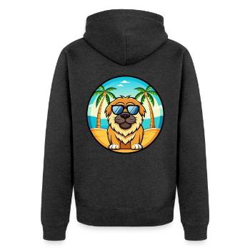 Tibetische Dogge Hunderasse Cartoon Sonnenbrille Strand - Unisex Premium Bio Zip Hoodie - Anthrazit meliert - Hinten - Nico (187cm)
