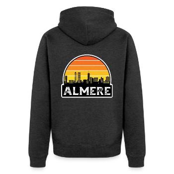 Almere Niederlande Flagge Skyline Reisesouvenir - Unisex Premium Bio Zip Hoodie - Anthrazit meliert - Hinten - Nico (187cm)