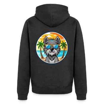 Bouvier Des Ardennes Hunderasse Cartoon Sonnenbrille - Unisex Premium Bio Zip Hoodie - Anthrazit meliert - Hinten - Nico (187cm)